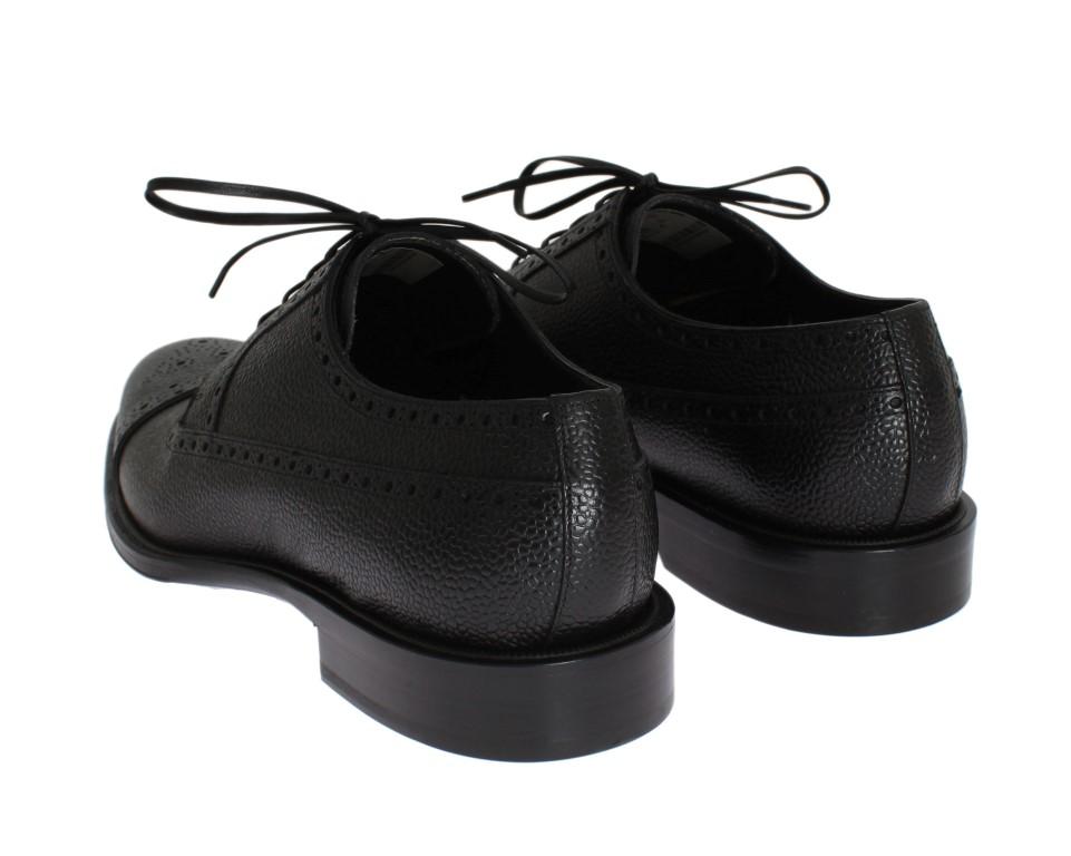 Black Leather Wingtip Oxford Shoes