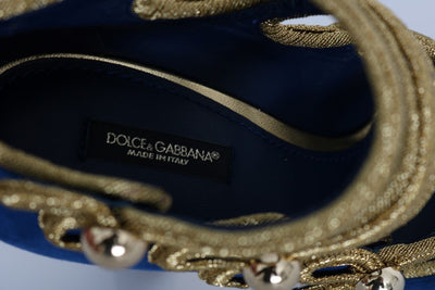 Blue Gold Suede Leather Pumps