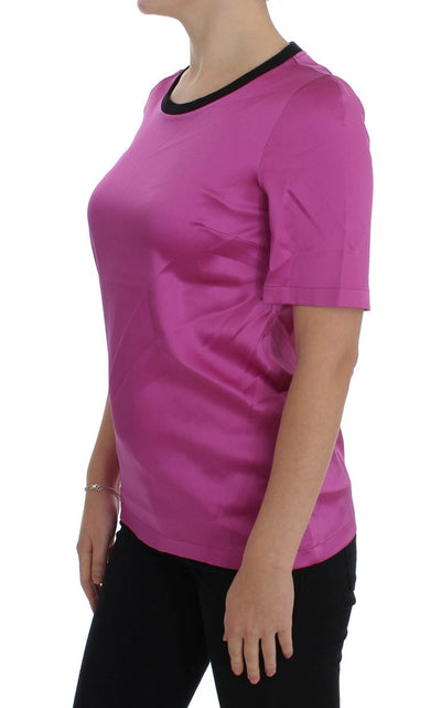 Pink Silk Stretch Top Blouse T-shirt
