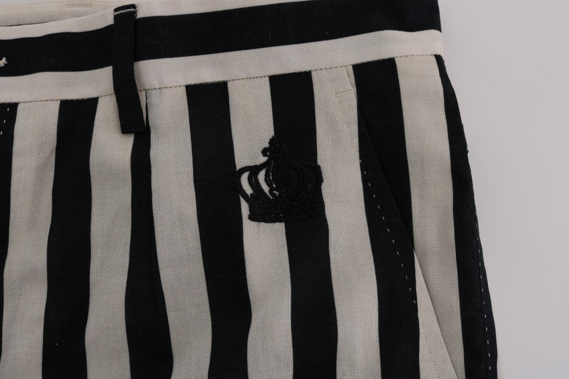 Black White Striped Cotton Pants