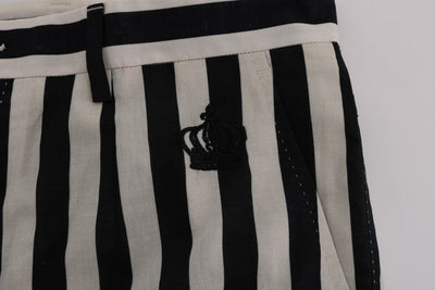 Black White Striped Cotton Pants