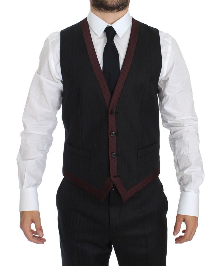 Gray Striped 3 Piece Slim Suit Tuxedo