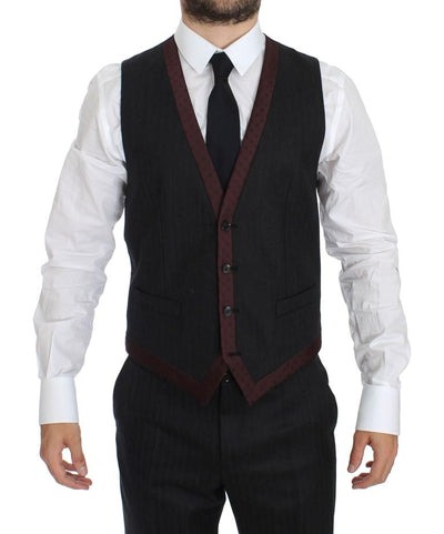 Gray Striped 3 Piece Slim Suit Tuxedo