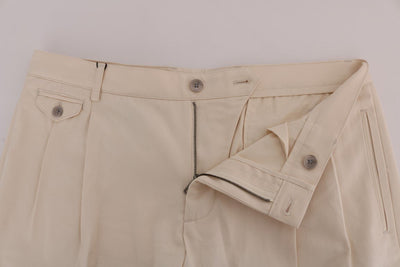Beige Cotton Above Knees Crown Shorts