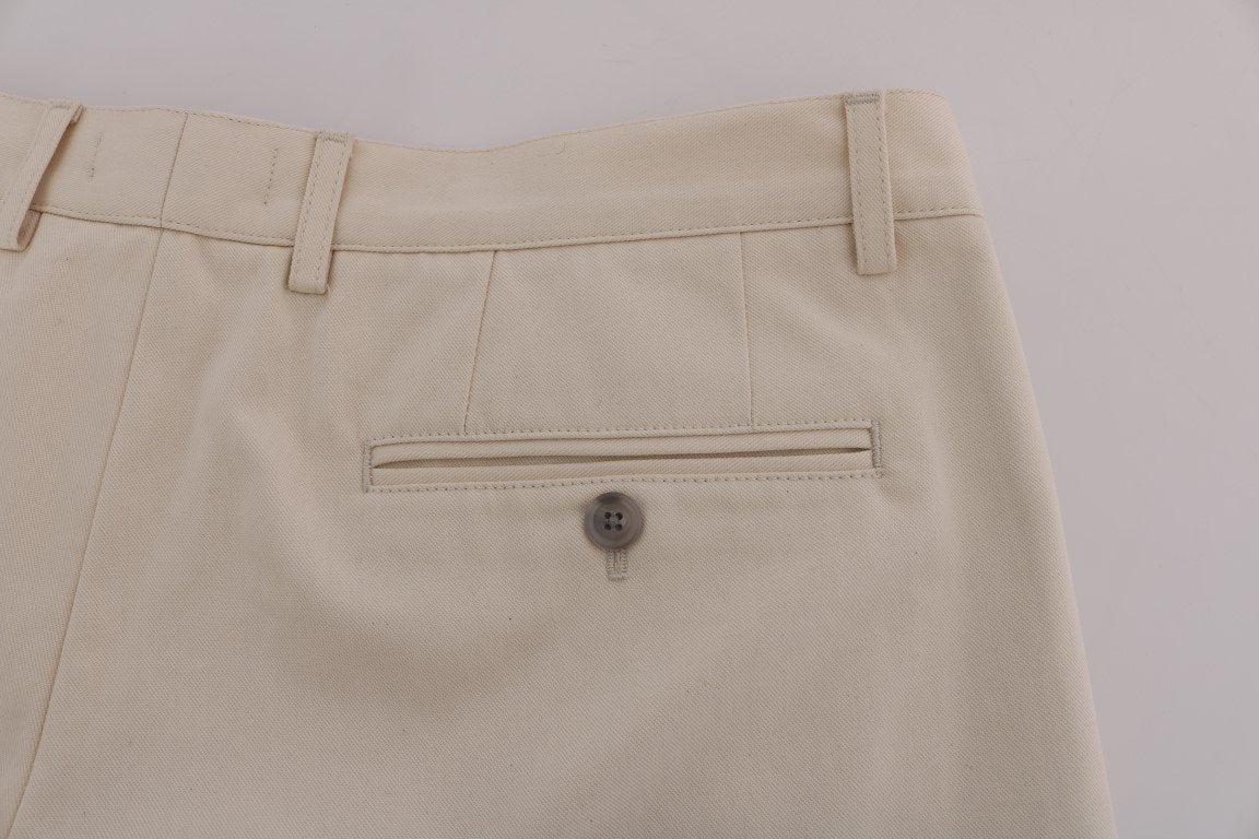 Beige Cotton Above Knees Crown Shorts