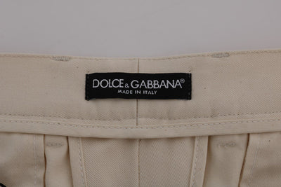 Beige Cotton Above Knees Crown Shorts