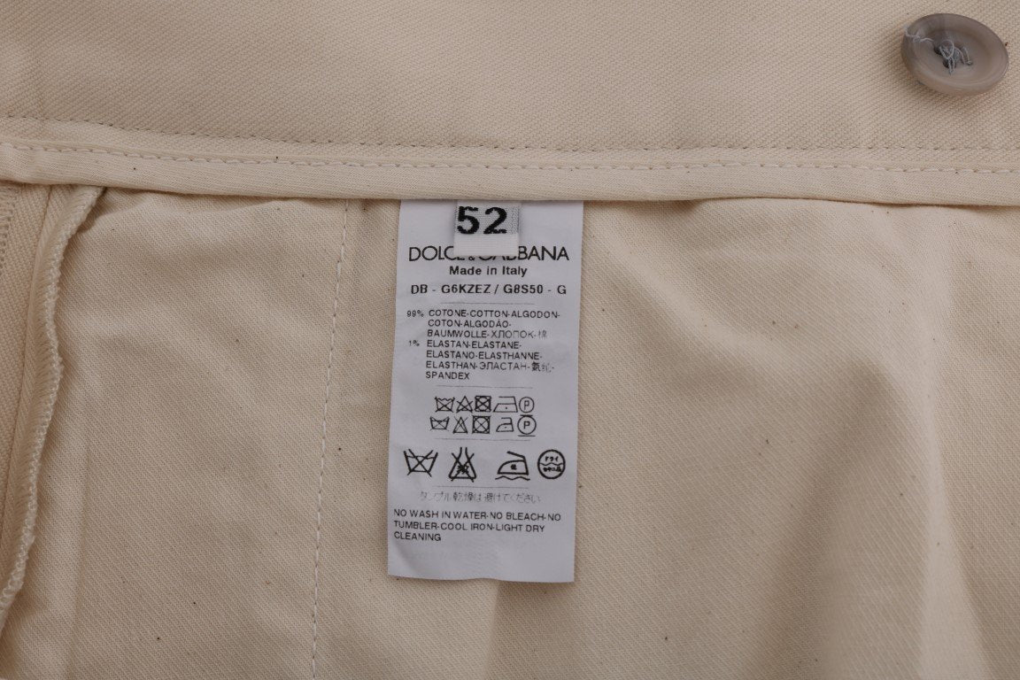 Beige Cotton Above Knees Crown Shorts