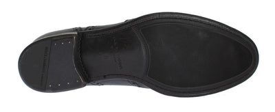 Blue Navy Leather Wingtip Shoes