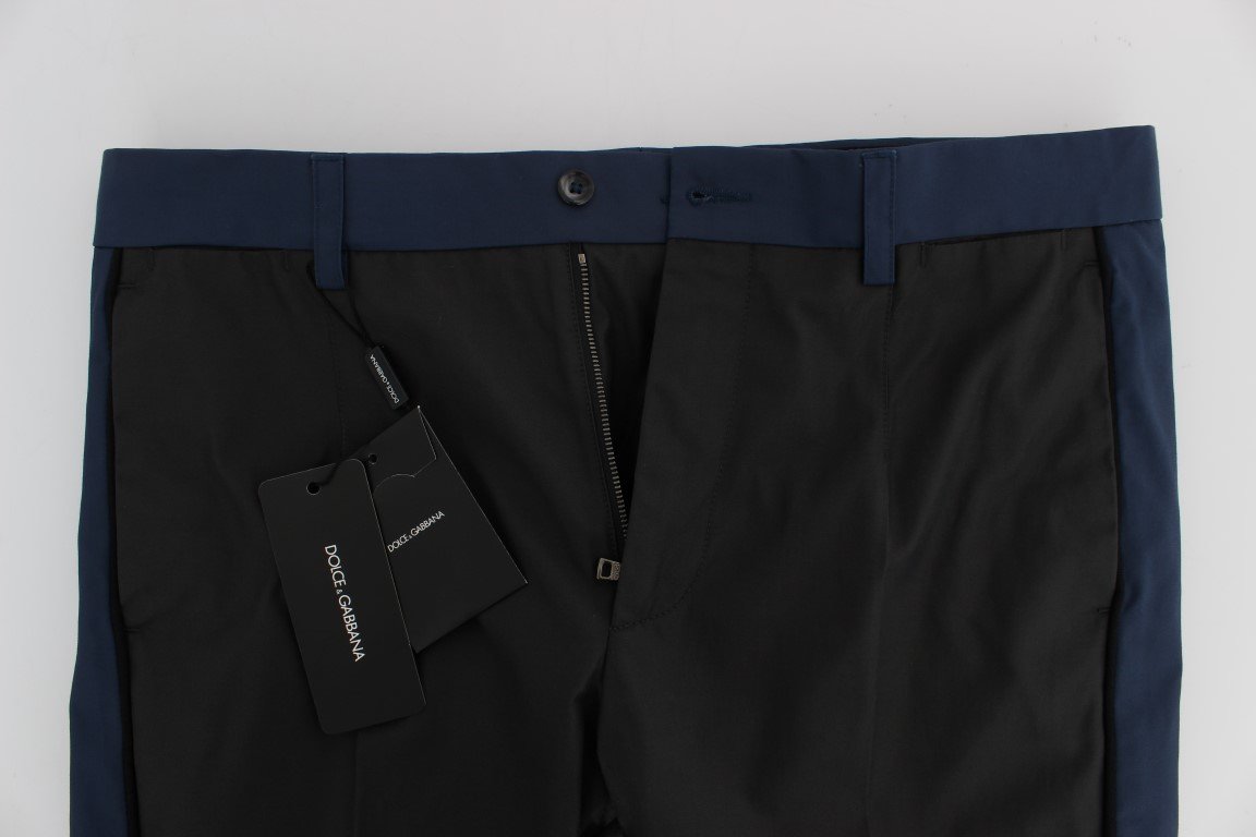 Gray Blue Cotton Casual 3/4 Chinos Pants