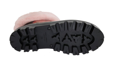 Pink Fur Tulip Print Rubber Boots