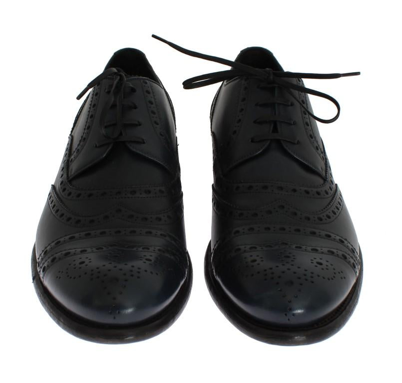 Blue Navy Leather Wingtip Shoes