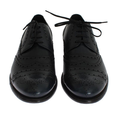 Blue Navy Leather Wingtip Shoes