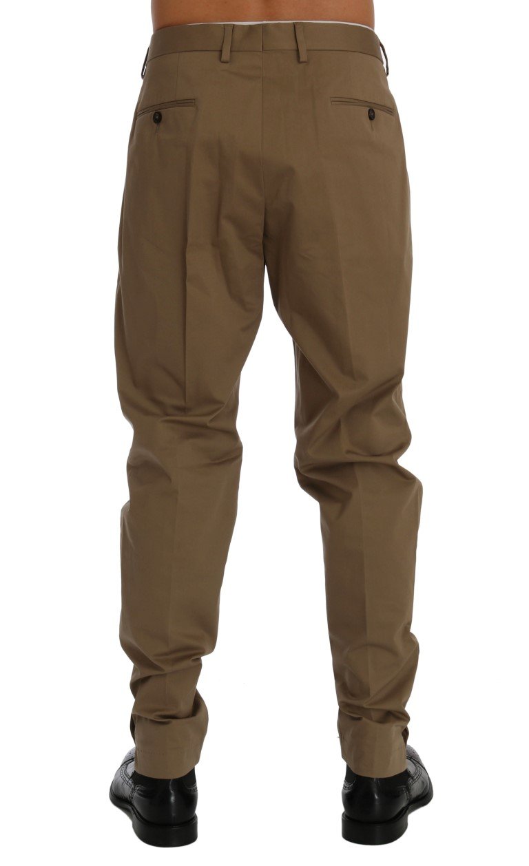 Beige Cotton Stretch Chinos Pants