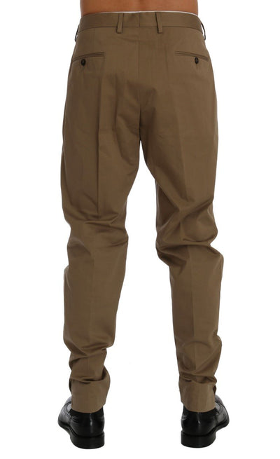 Beige Cotton Stretch Chinos Pants
