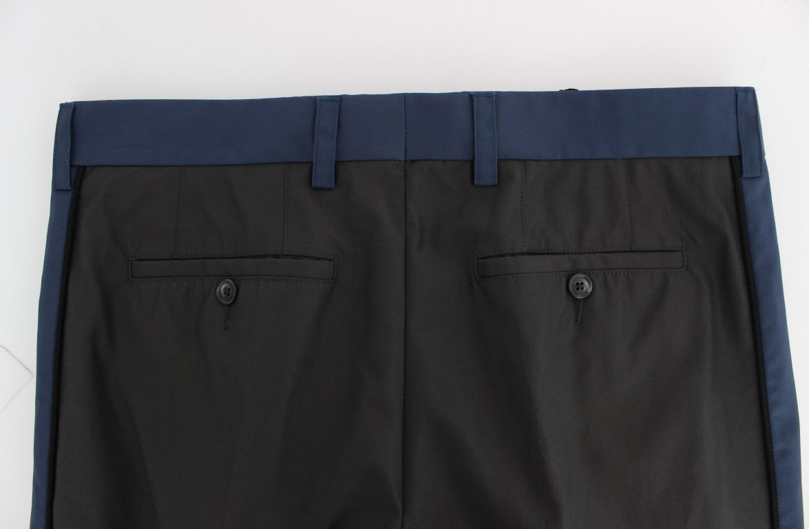 Gray Blue Cotton Casual 3/4 Chinos Pants