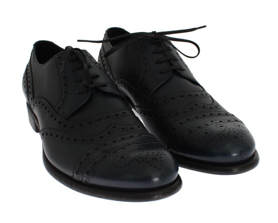 Blue Navy Leather Wingtip Shoes