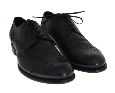 Blue Navy Leather Wingtip Shoes