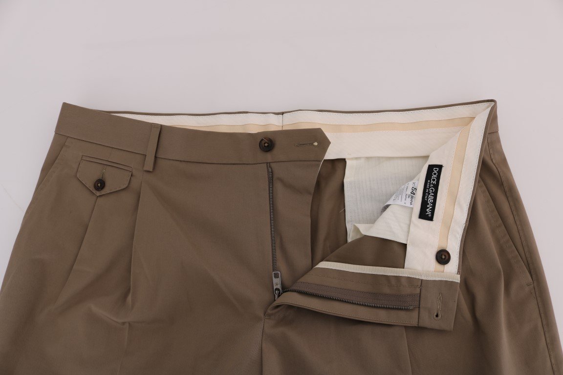 Beige Cotton Stretch Chinos Pants