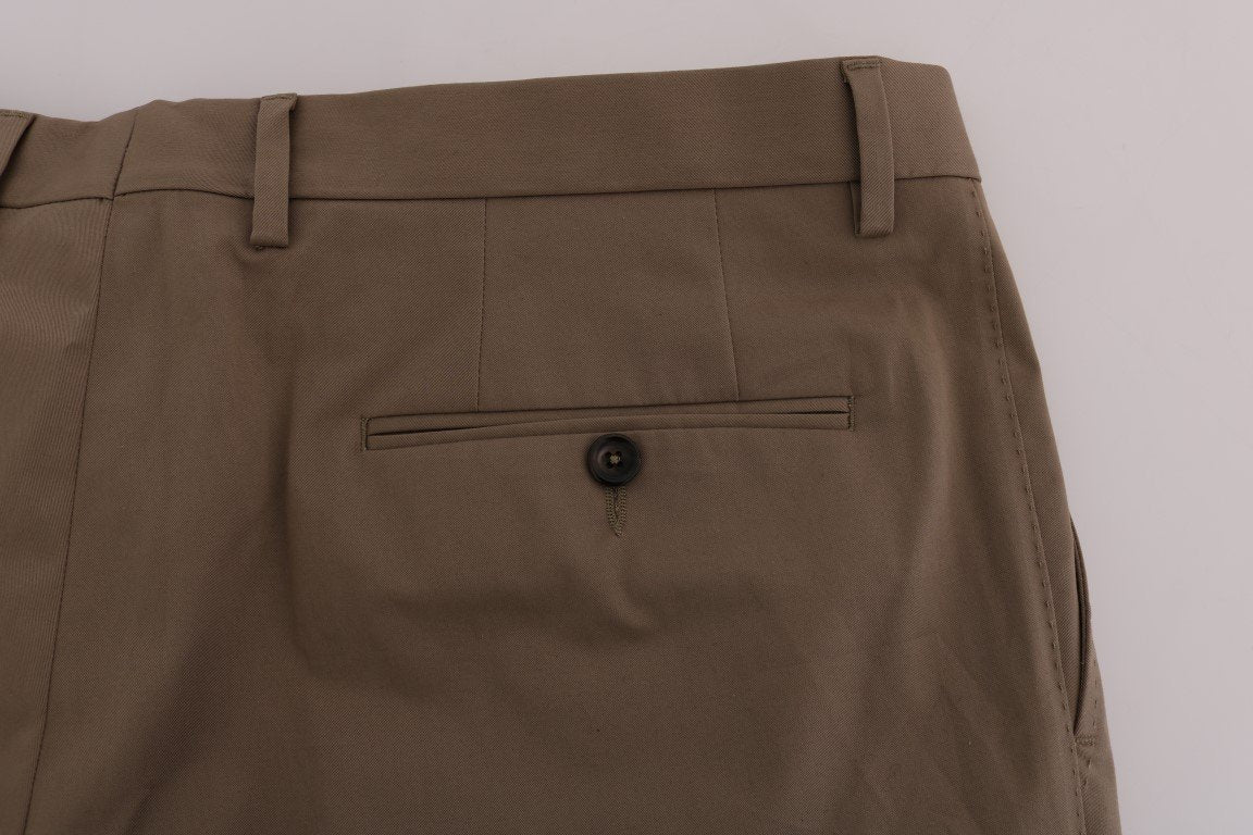 Beige Cotton Stretch Chinos Pants