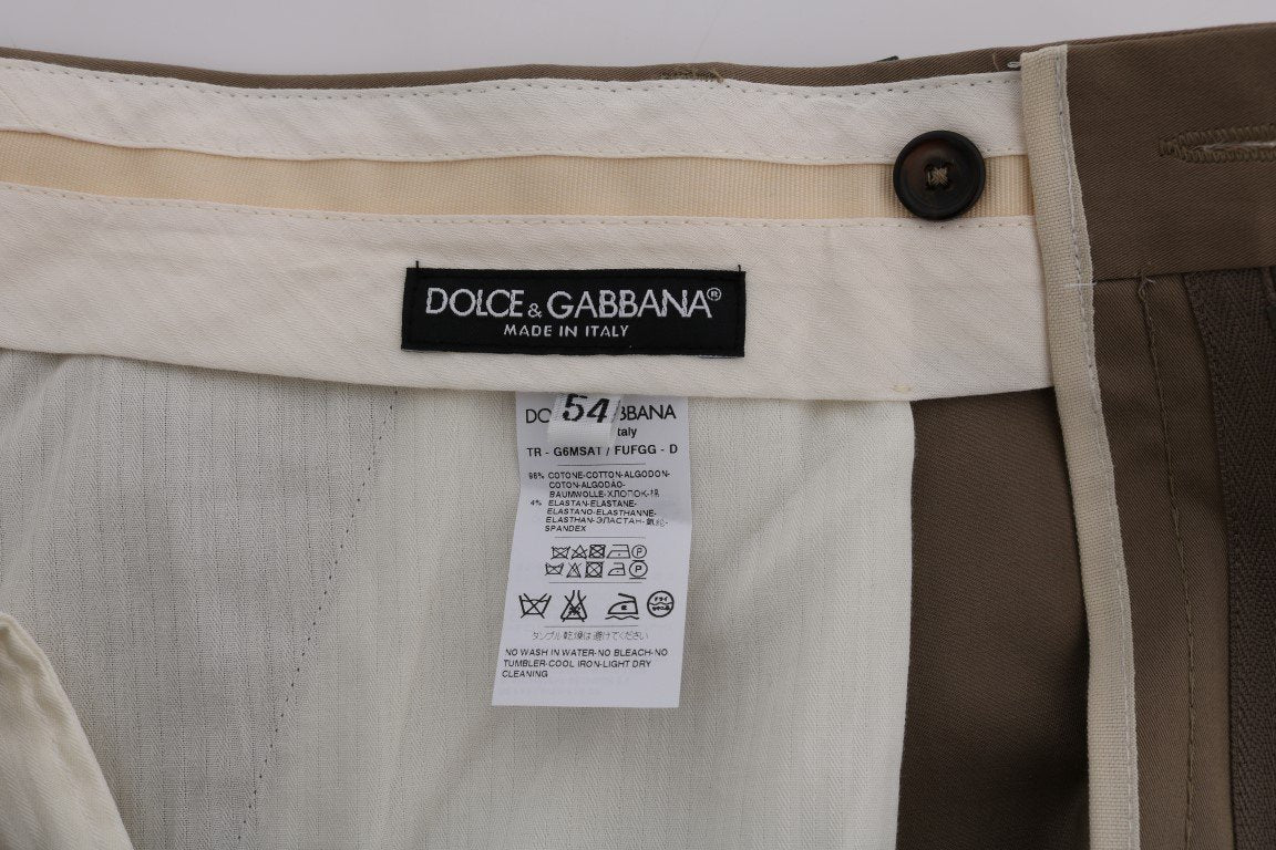 Beige Cotton Stretch Chinos Pants