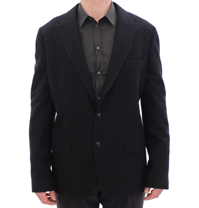 Black wool slim fit blazer