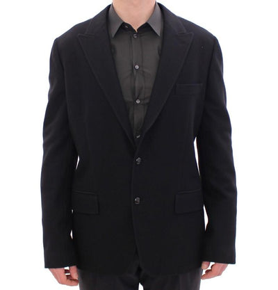 Black wool slim fit blazer
