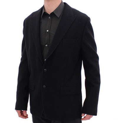 Black wool slim fit blazer