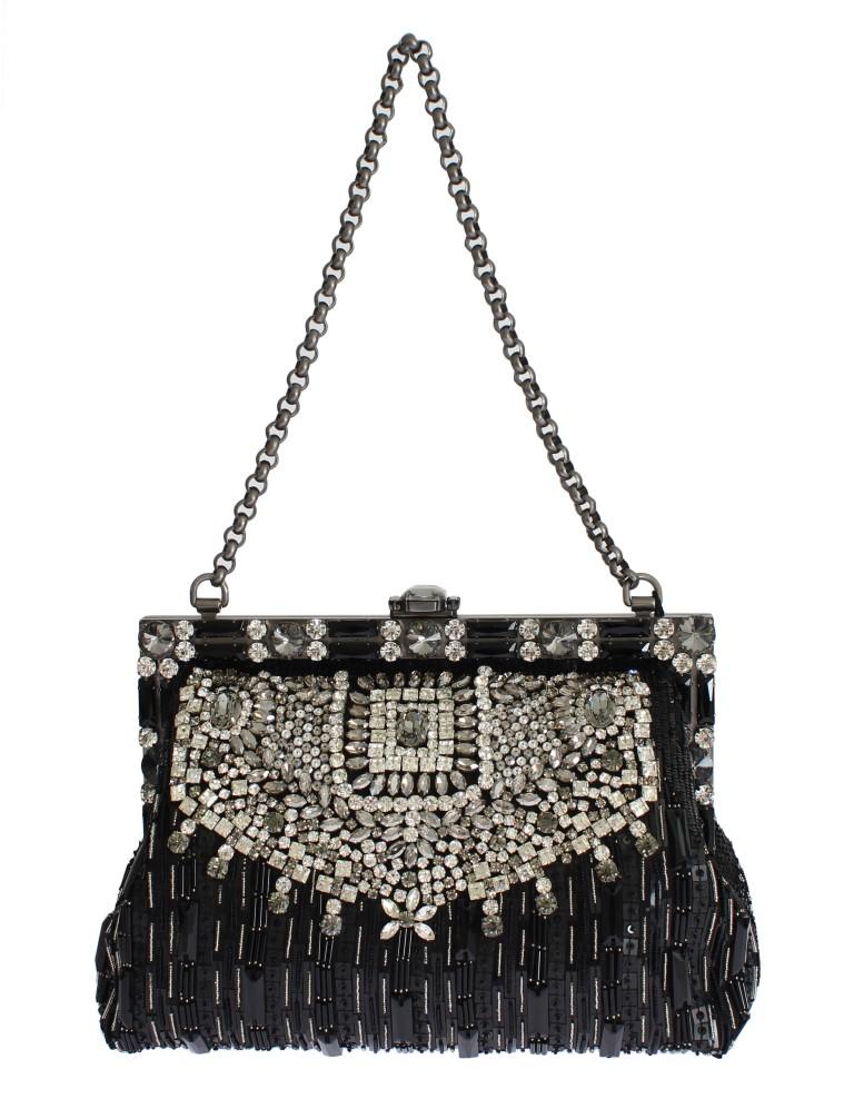 Crystal Embellished Black VANDA Clutch Bag