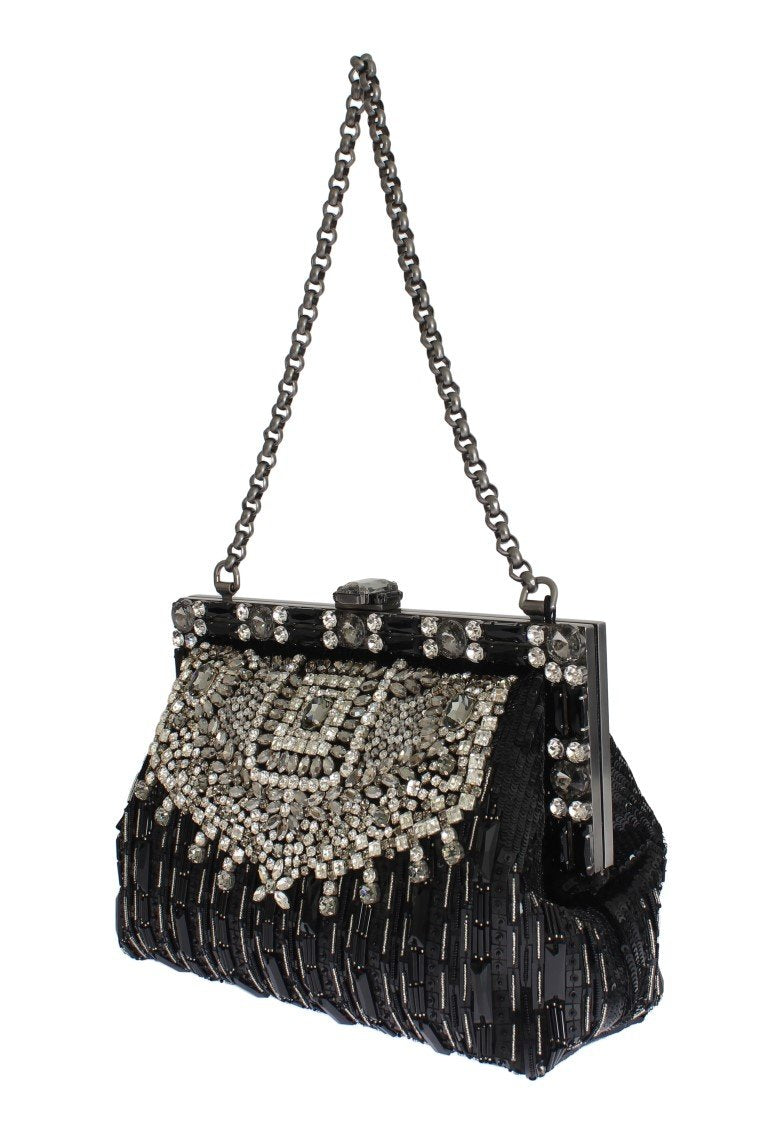 Crystal Embellished Black VANDA Clutch Bag