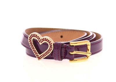 Purple Leather Skinny Heart Charm Belt