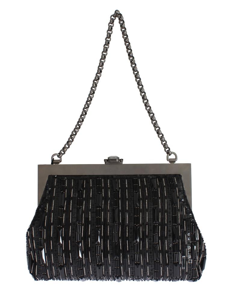 Crystal Embellished Black VANDA Clutch Bag