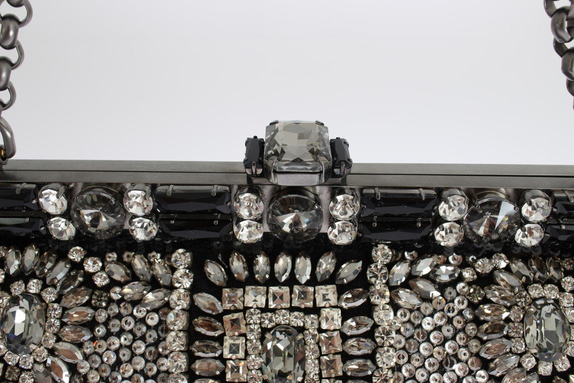 Crystal Embellished Black VANDA Clutch Bag