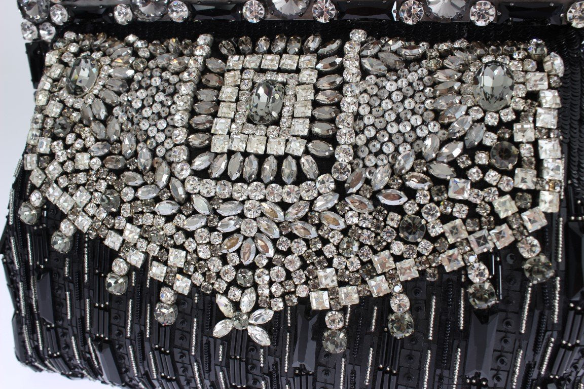 Crystal Embellished Black VANDA Clutch Bag