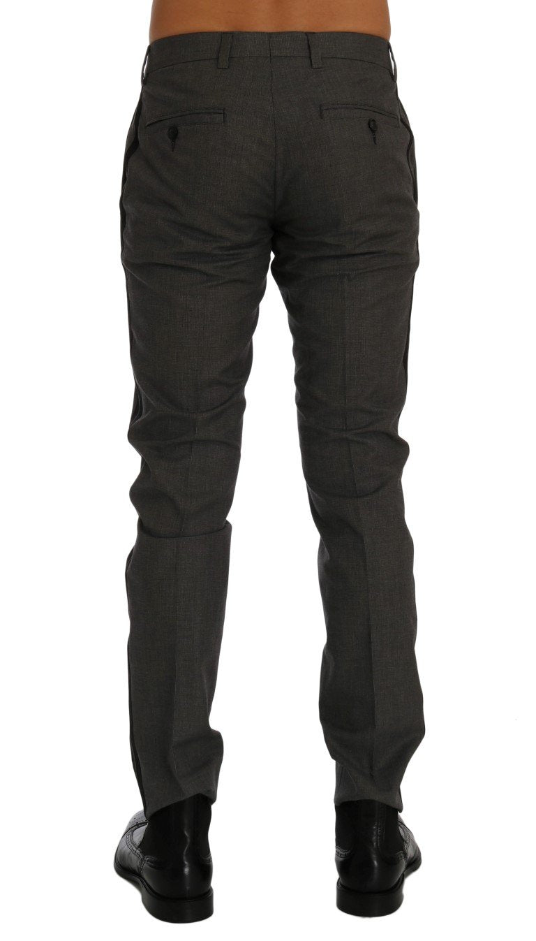 Gray Cotton Casual Slim Fit Pants