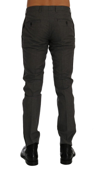 Gray Cotton Casual Slim Fit Pants