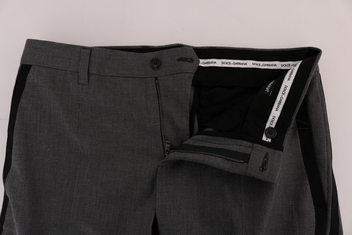 Gray Cotton Casual Slim Fit Pants