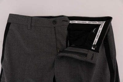 Gray Cotton Casual Slim Fit Pants