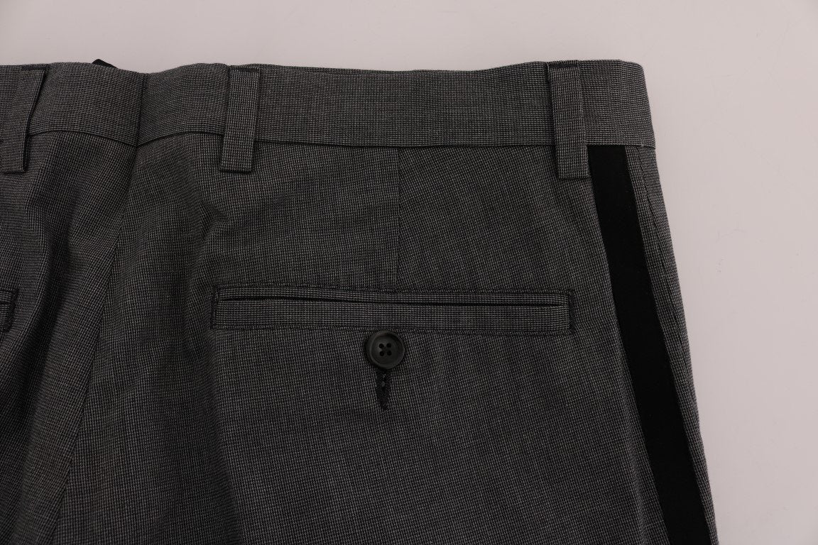 Gray Cotton Casual Slim Fit Pants