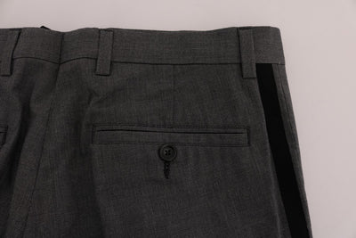 Gray Cotton Casual Slim Fit Pants