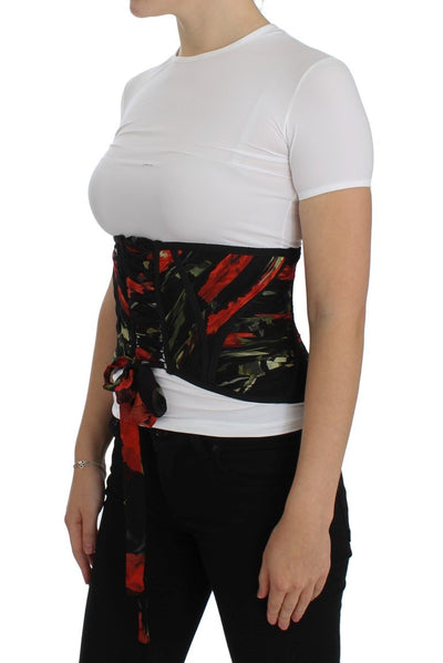 Multicolor Roses Print Waist Corset Belt