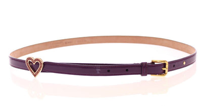 Purple Leather Skinny Heart Charm Belt