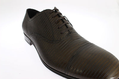 Brown Lizard Skin Laceups Dress Shoes