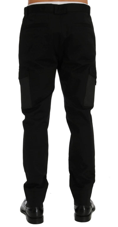 Black Cotton Stretch Cargo Pants
