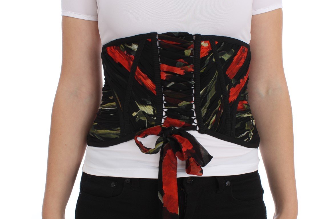 Multicolor Roses Print Waist Corset Belt