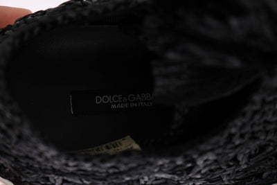 Black Raffia Casual Sneakers