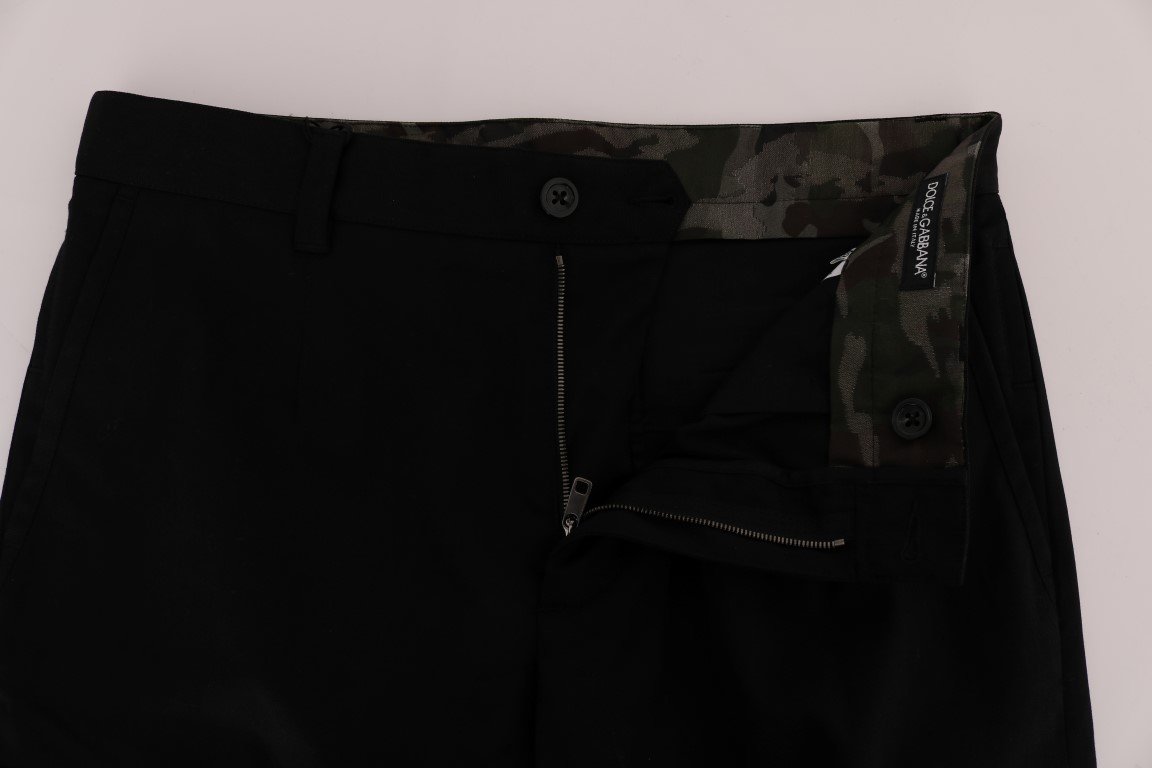 Black Cotton Stretch Cargo Pants