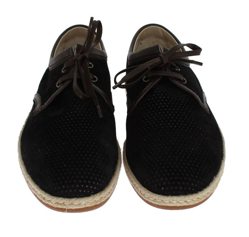 Black Suede Brown Leather Shoes