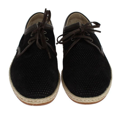 Black Suede Brown Leather Shoes