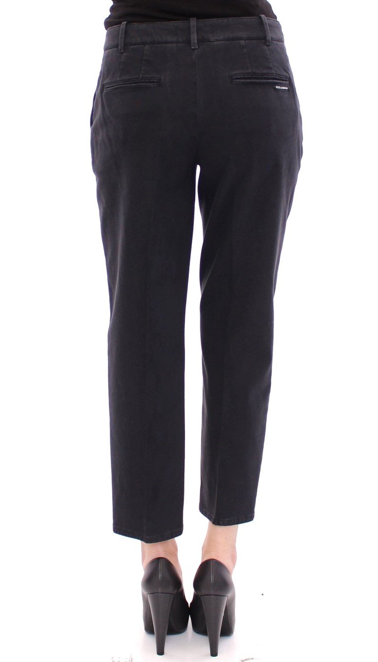 Blue Cotton Cropped Chinos Jeans Pants