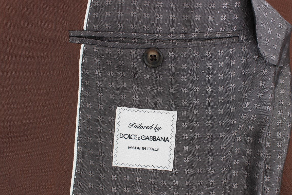 Brown Silk Wool 3 Piece Slim Fit Suit